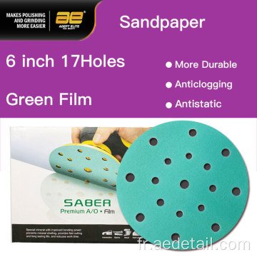 Papier de ponçage abrasif de base de film vert